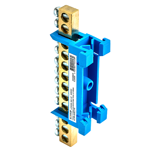 Шина N на изоляторе 6*9 тип стойка на DIN-рейку 12 выводов Stekker LD556-69-12 49560