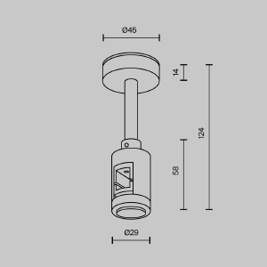 Крепление потолочное Short 78мм с вводом питания Flarity Maytoni Accessories for tracks Flarity TRA156C-B1-BS