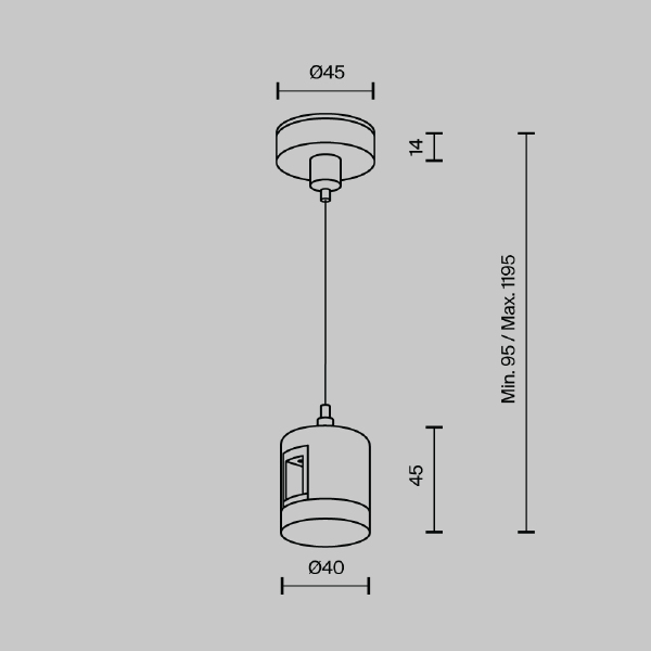 Подвес тросовый Hang с прямым коннектором питания Flarity Maytoni Accessories for tracks Flarity TRA157SW-IPC1-B