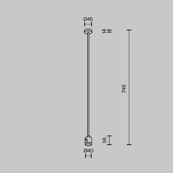 Крепление потолочное Long 700мм с прямым коннектором питания Maytoni Accessories for tracks Flarity TRA159С-IPC1-B