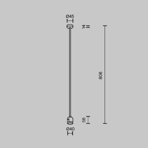 Крепление потолочное Long 760мм с прямым коннектором питания Maytoni Accessories for tracks Flarity TRA159С-IPCL1-B