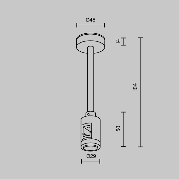 Крепление потолочное Short одинарное 138мм Maytoni Accessories for tracks Flarity TRA156C-SL1-B